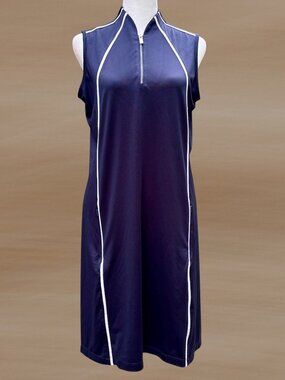 TAIL Activewear Sleeveless Golf/Tennis Dress White Piping/Pockets Athleisure (M)